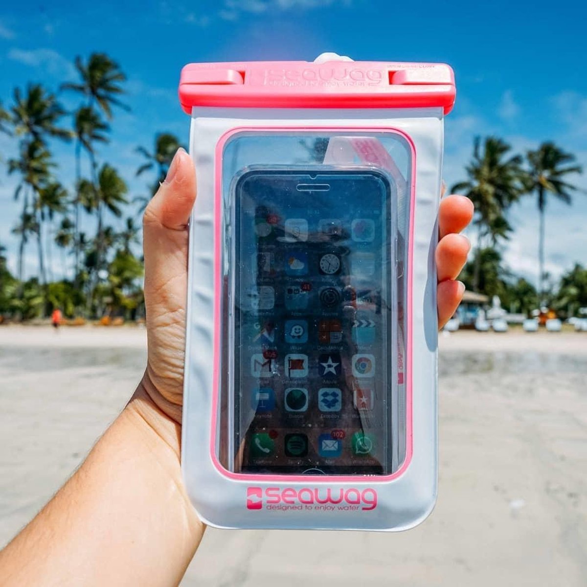Waterproof Case For Smartphone White & Pink
