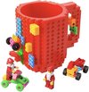 Build on Brick Mug - rood - 350 ml - bouw je eigen mok met bouwsteentjes - BPA vrije drinkbeker cadeau voor kinderen of volwassenen - koffie thee limonade of andere dranken - pennenbeker - creatief accessoire voor op bureau -HnD