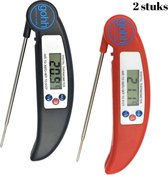 Digitale Vleesthermometer - Kookthermometer - Suikerthermometer - (van -50°C tot 300°C) 1 x Zwart, 1 x Rood