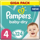 Pampers Baby-Dry - Maat 4 (9-14kg) - 124 Luiers - Giga Pack