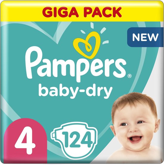 Koningin Ontoegankelijk details Pampers Baby-Dry - Maat 4 (9-14kg) - 124 Luiers - Giga Pack | bol.com