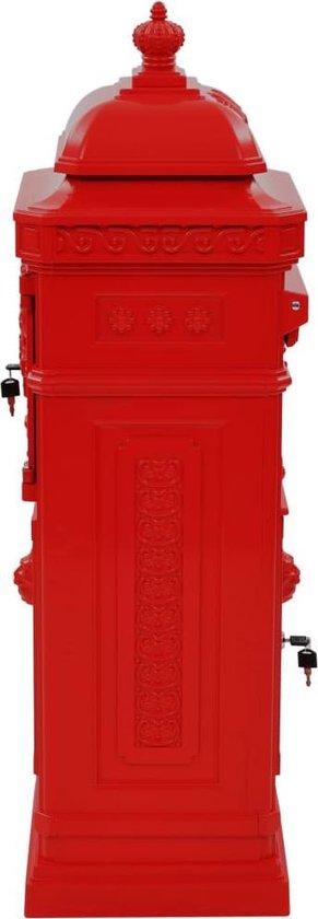 vidaXL Pilaar brievenbus vintage stijl roestbestendig aluminium rood