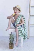 Kids Hamamdoek Multi Light Green - 140x70cm - dun kinder strandlaken - sneldrogende handdoeken - saunadoek - kleine hamamdoek - reishanddoek - zwem handdoek