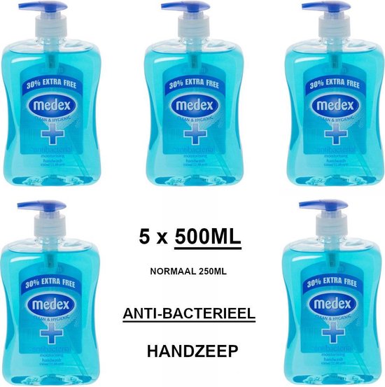 Handzeep Antibacterieel | 5 x 500ml | Extra Groot | Antibacteriële Handzeep  |... | bol.com