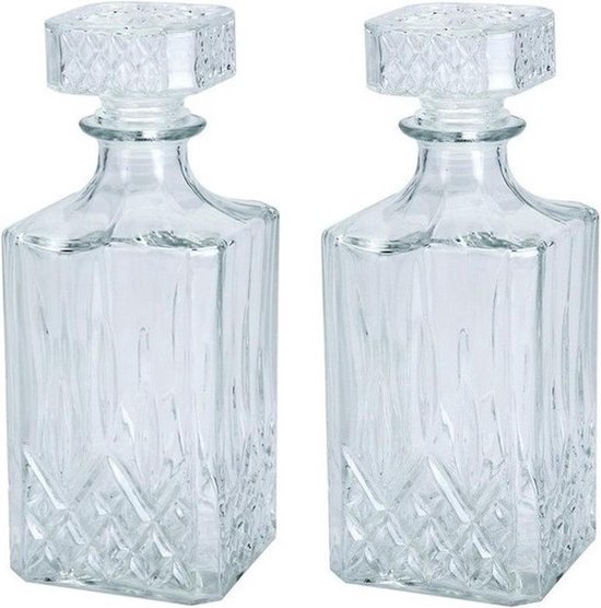 2 Stuks glazen whisky/water karaffen 750 ml/9 x 23 cm kristal - 2x  Kristalglas look... | bol.com