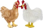 Set van Pluche kip en haan knuffel 35 cm speelgoed- Kippen/hanen boerderijdieren knuffels/knuffeldieren/knuffels voor kinderen