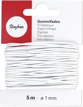 3x Wit hobby band elastiek op rol van 5 meter - breedte 1 mm - Zelf kleding/mondkapjes maken