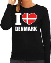 I love Denmark supporter sweater / trui voor dames - zwart - Denemarken landen truien - Deense fan kleding dames XL