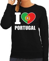 I love Portugal supporter sweater / trui voor dames - zwart - Portugal landen truien - Portugese fan kleding dames S
