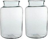 2x Cilinder vaas / bloemenvaas transparant glas 40 x 23 cm - bloemenvazen - woondecoratie / woonaccessoires