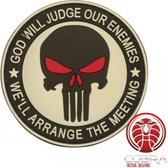 God Will Judges Our Enemies * We'll arrange the meeting 3D witte Punisher PVC patch embleem met klittenband