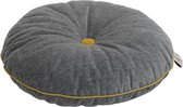 Button Cushion Grey / Mustard