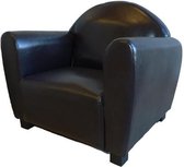 BREED Kinderclubstoel van massief grenenhout - Bruin kunstleer - Industrieel - L 50 x D 39 cm