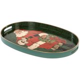 Viv! Home Luxuries Dienblad kerstman - ovaal - 50cm - groen rood - topkwaliteit