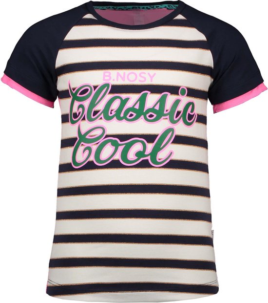 B.Nosy Meisjes T-shirt - Oxford stripe - Maat 146/152