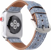 KELERINO. Denim bandje geschikt voor Apple Watch (42mm & 44mm) - Lichtblauw