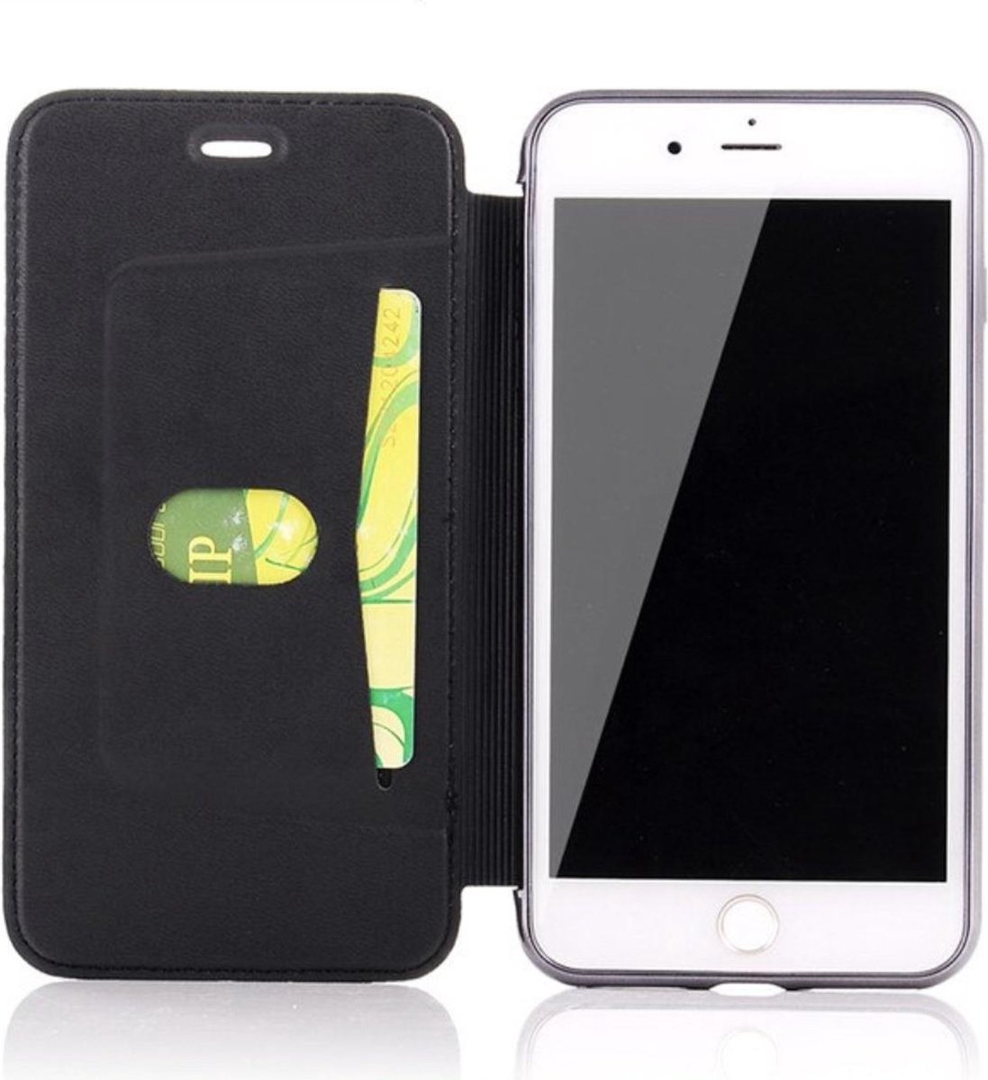 Apple iPhone 5 / 5s / SE Flip Case Zwart Glitter PU