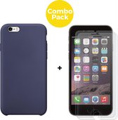 iPhone 6 Plus en 6s Plus Telefoonhoesje  met 2 x Screenprotector | Siliconen Soft Touch Smartphone Case Back Cover  | Gehard Beschermglas | Blauw