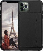 Apple iPhone 11 Pro Card Back cover | Zwart | PU Leren Pasjeshouder met Magnetische sluiting