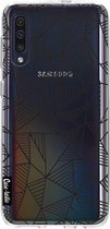 Casetastic Samsung Galaxy A50 (2019) Hoesje - Softcover Hoesje met Design - Abstraction Lines Black Transparent Print