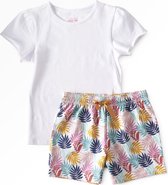 Little Label - zomer baby pyjama - palm leaves pink - maat: 86 - bio-katoen