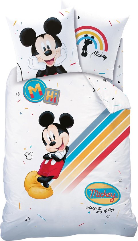 Disney Mickey Mouse Colorful - Housse de couette - Simple - 140 x 200 cm - Multi