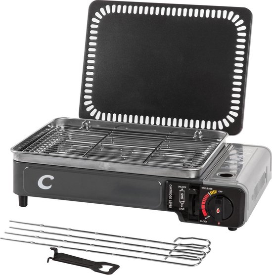 Capture Outdoor, "Hakan GP-2.2" draagbare Grill & Plancha grillplaat, 2200 Watt, butaangas BBQ, …