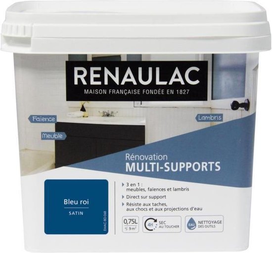 RENAULAC Schilderij Renovatie Multisupports 3 in 1 Royal Blue - Satijn - 0,75L - 9m� / opslag