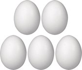 5x Piepschuim ei decoratie 20 cm hobby/knutselmateriaal - Twee losse helften/schalen ei - Knutselen DIY eieren beschilderen - Pasen thema paaseieren eitjes wit