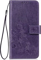 Shop4 - Nokia 3.2 Hoesje - Wallet Case Bloemen Patroon Paars