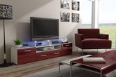 EVORA Hoogglans TV Meubel - Inclusief LED - Wit / Cherry Oak - 195cm - Modern Design