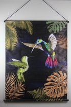 Sweet Home - kleurrijk kunststof wanddoek met vogels - 94 x 116 cm