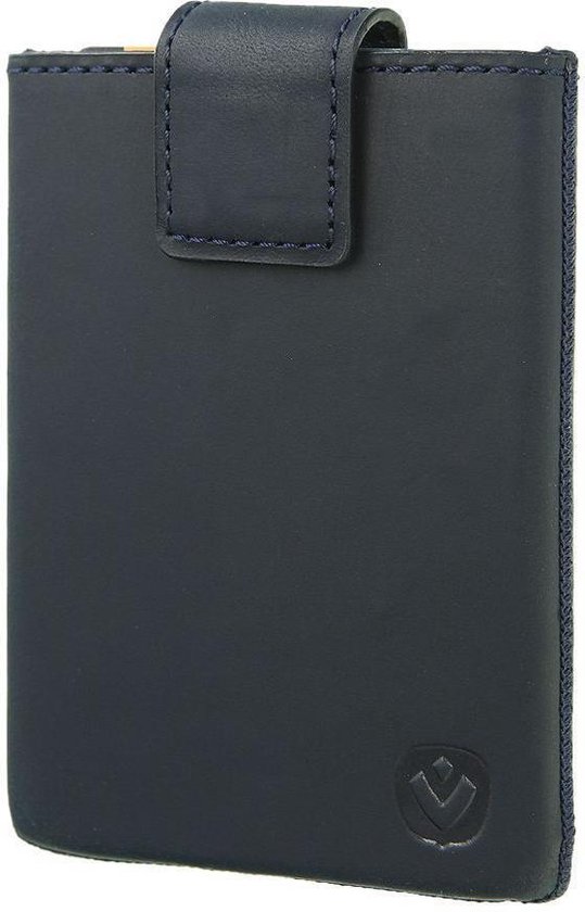 Pasjeshouder - Pocket Luxe - Easy Out systeem - Leer - 6 tot 8 pasjes - RFID - Vintage Blauw