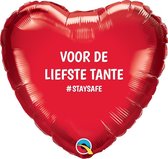 STAYSAFE Hart Rood "Voor de liefste Tante" GEVULD MET HELIUM