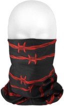 Multifunctionele morf sjaal zwart met rood prikkeldraad