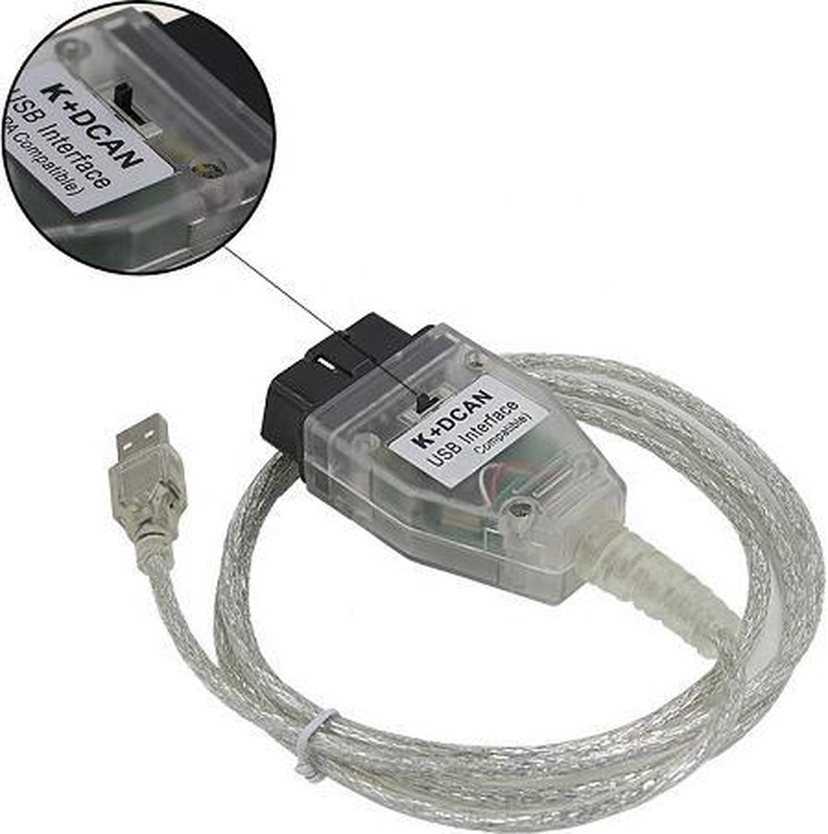 Interface K + DCAN USB OBD2 pour BMW avec interrupteur câble kdcan logiciel  inpa bmw