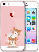 Apple Iphone 5 /5S / SE2016 transparant siliconen telefoonhoesje 3 hamsters