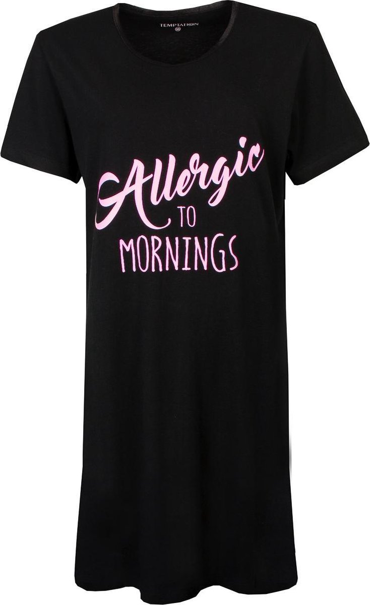 Temptation Dames Bigshirt nachthemd slaapkleed Zwart TPNGD1915A Maten: M