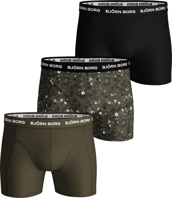 Björn Borg Heren Boxershorts 3-pack SHORTS SAMMY BB LA FLOWER– Groen – Maat  L | Bestel nu!