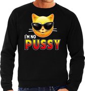 Funny emoticon sweater I am no pussy zwart heren XL (54)