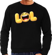 Funny emoticon sweater LOL zwart heren M (50)