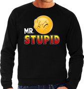 Funny emoticon sweater Mr. Stupid zwart heren 2XL (56)