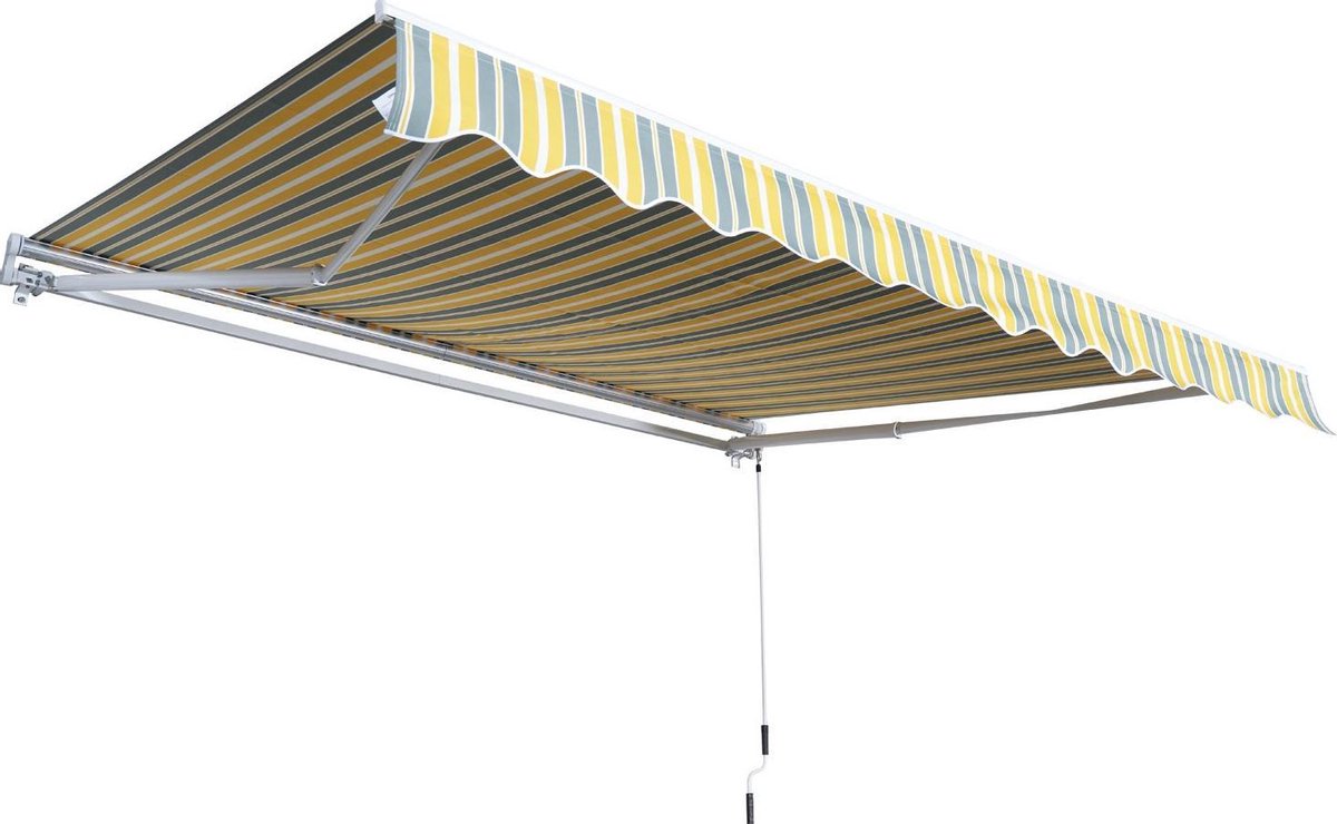 Outsunny Zonnescherm Luifel Handmatig Geel Grijs Waterafstotend 350 X 250 Cm Bol Com