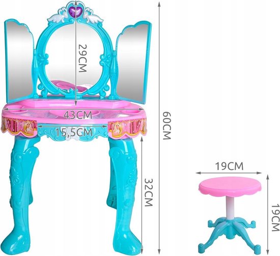| Luxe Make Up Tafel Met Licht & Geluid Prinses | Luxe Make Up Tafel Met Licht & Geluid Prinses
