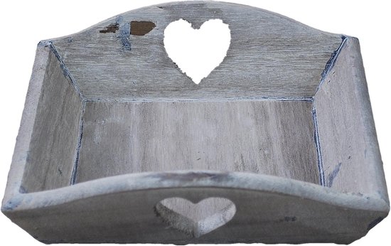 12 stuks decoratiebakje – Tray hout PH design 19x19x4cm nw bruin/white wash hart – cadeau pakket / kerstpakket / paaspakket