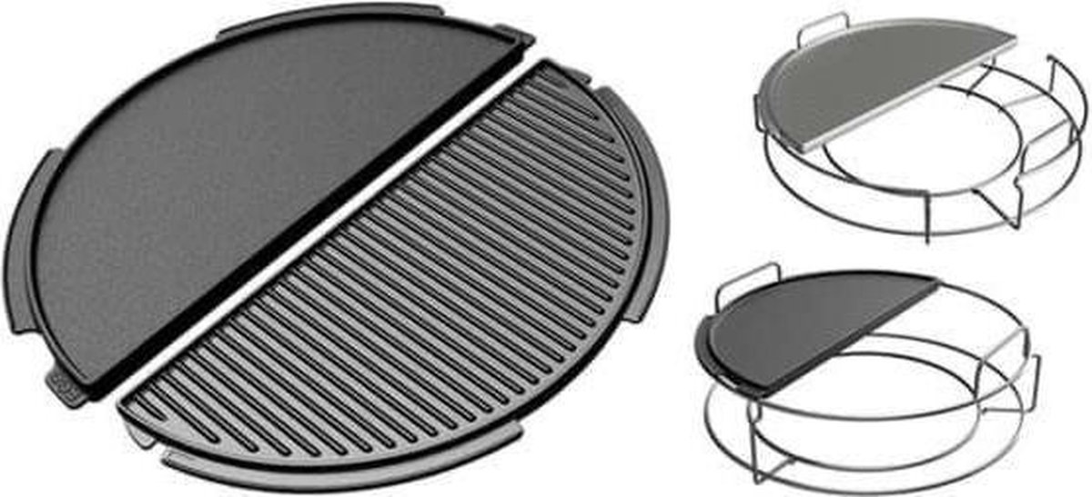 Big Green Egg Demi-rond - En fonte - Plaque de cuisson - Plancha