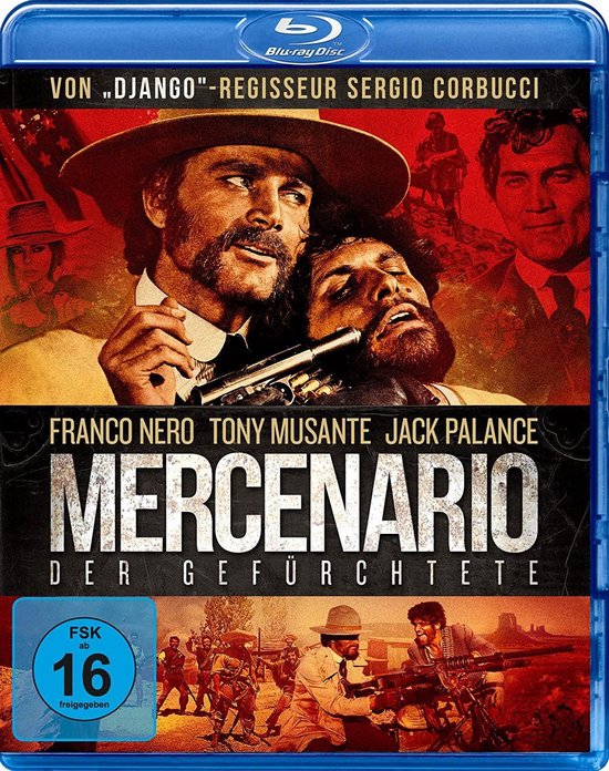 Blu-ray hoes voor "Mercenario" met Franco Nero en Tony Musante, Sergio Corbucci film.