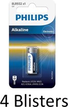 4 Stuks (4 Blisters a 1 st) Philips LR3/B Minicells Alkaline Batterij