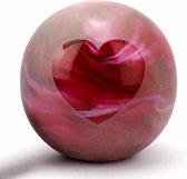Urn / Mini Urn - Urn Marble Rood mat met hart - Urn voor as - Urn Hond - Urn Kat - Urn Glasobject- Urn Kunst - As-Gedenkstuk – Glas urn
