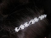 Xabi - Tiara zilver | Parels - Diamantjes | Diadeem | Breedte 1 cm - S